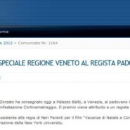 Regione del Veneto “Cortinametraggio: premio speciale Regione Veneto al regista padovano Carlo Fracanzani”