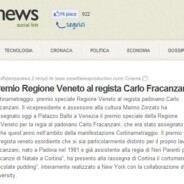 Up news “Premio Regione Veneto al regista Carlo Fracanzani”